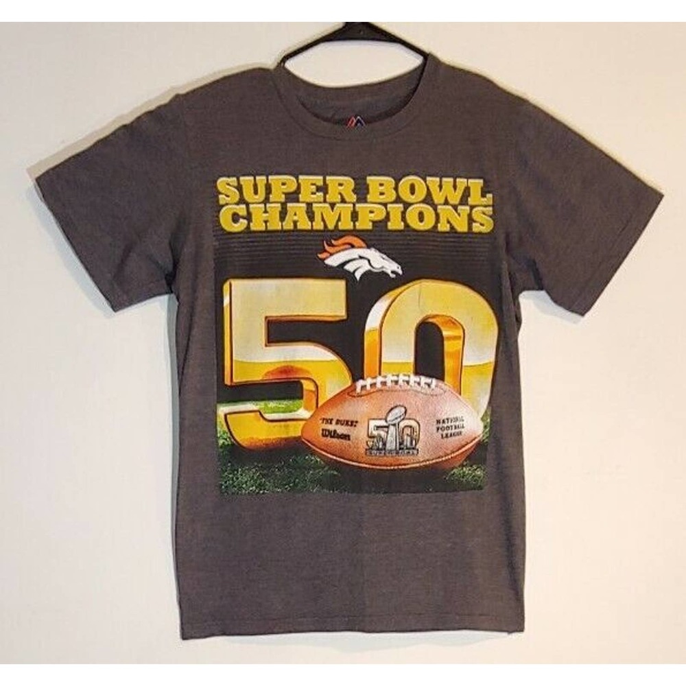 Denver Broncos SUPER BOWL 50 CHAMPIONS T-Shirt By Majestic Size Small
